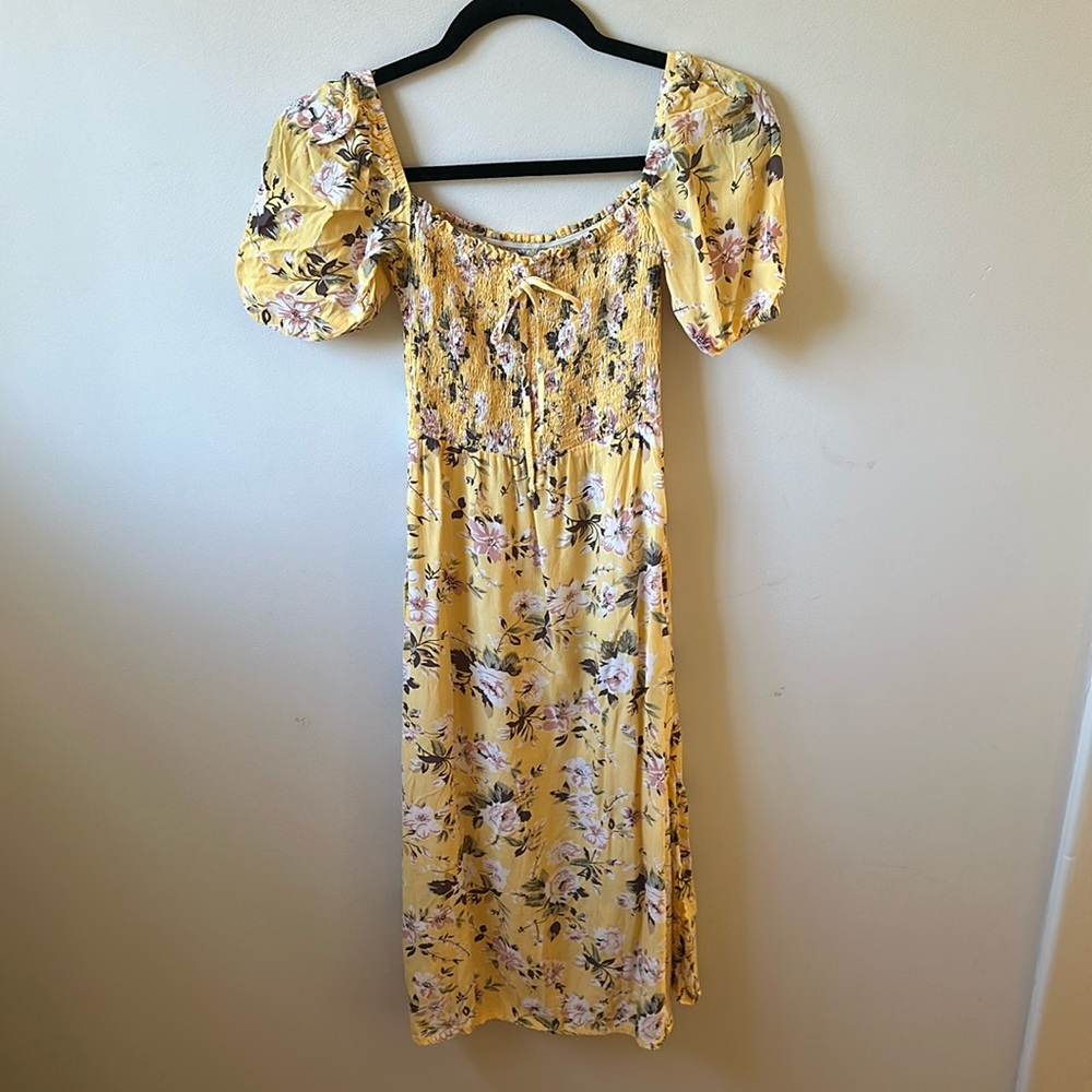 Faithfull the Brand Yellow Floral Dress - Picture 1 of 7
